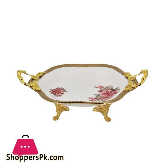 Angela Rose Print Deep Serving Platter Small Gold 26x23CM AB-18