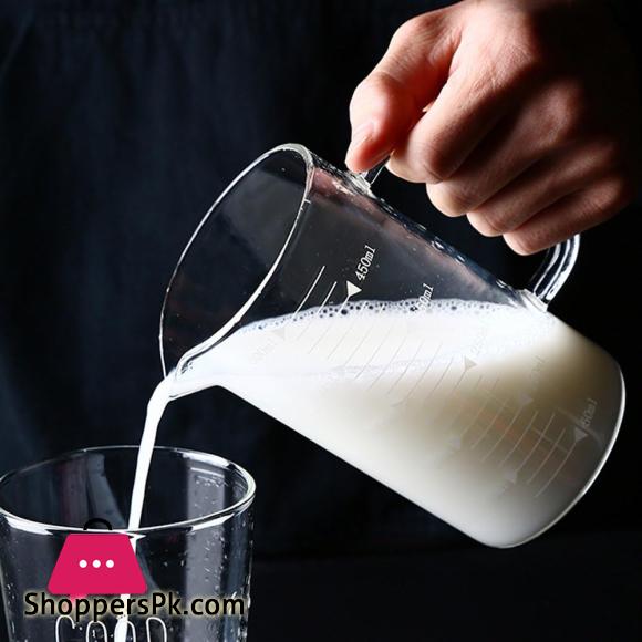 Borosilicate Measuring Glass Jug with Handle & Wooden Lid 350ML