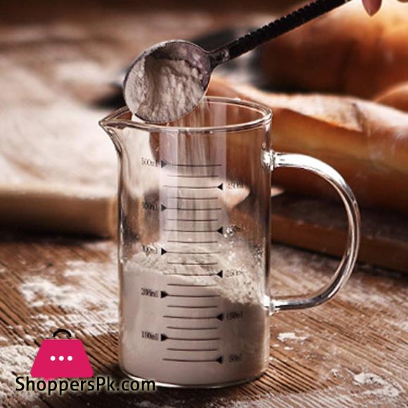 Borosilicate Measuring Glass Jug with Handle & Wooden Lid 350ML