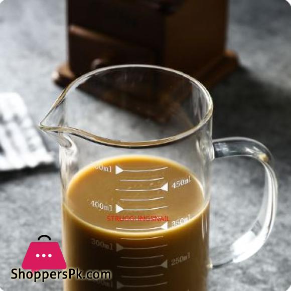 Borosilicate Measuring Glass Jug with Handle & Wooden Lid 350ML
