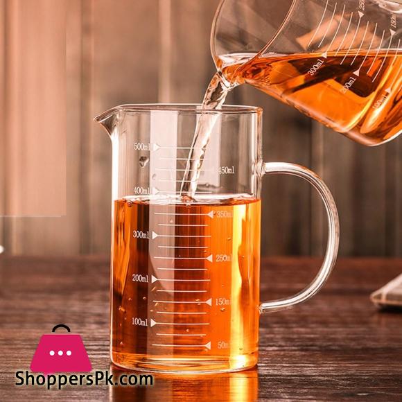 Borosilicate Measuring Glass Jug with Handle & Wooden Lid 500ML