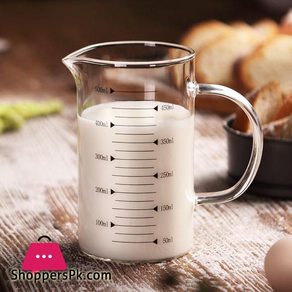 Borosilicate Measuring Glass Jug with Handle & Wooden Lid 500ML