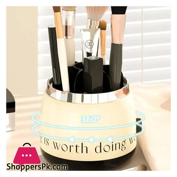 Cosmetic Organizer With Dual Shelves & Brushes Holder, Makeup Organizer