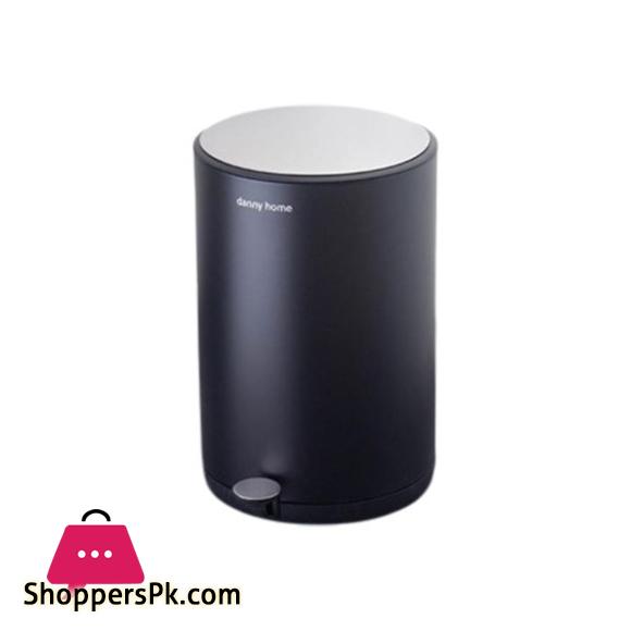 DANNY HOME Stainless Steel Dust Bin Powder Coating Metal Trash Can 10 Liter Black