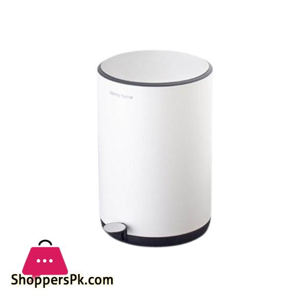 DANNY HOME Stainless Steel Dust Bin Powder Coating Metal Trash Can 10 Liter White