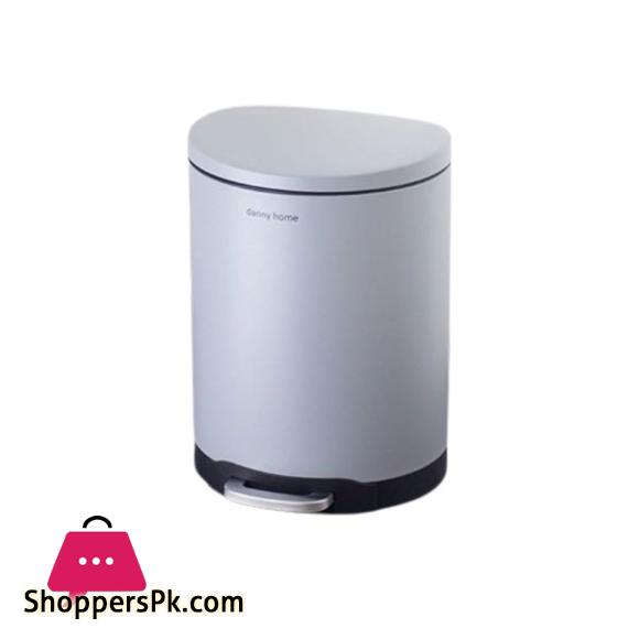 DANNY HOME Stainless Steel Dust Bin Powder Coating Metal Trash Can 6 Liter Gray