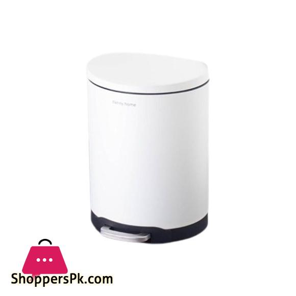 DANNY HOME Stainless Steel Dust Bin Powder Coating Metal Trash Can 6 Liter White
