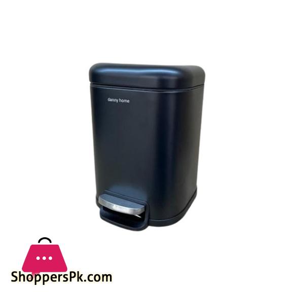 DANNY HOME Stainless Steel Dustbin Trash Can 6 Liter Black