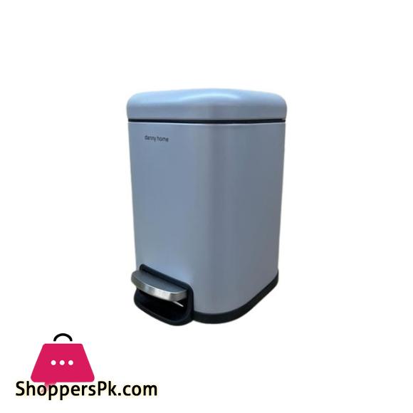 DANNY HOME Stainless Steel Dustbin Trash Can 6 Liter Gray