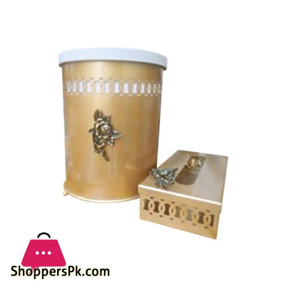 ED13-02 Elegant Tissue-B Dusbin Set Gold