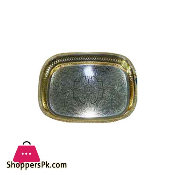 FANCY RECTANGULAR GOLDEN & SILVER TRAY 1PCS 2992