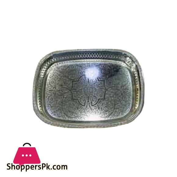 FANCY RECTANGULAR SILVERY TRAY 1PCS 2982