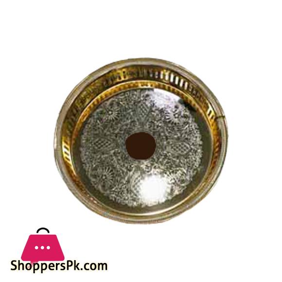 FANCY ROUND TRAY GOLDEN & SILVER 2980