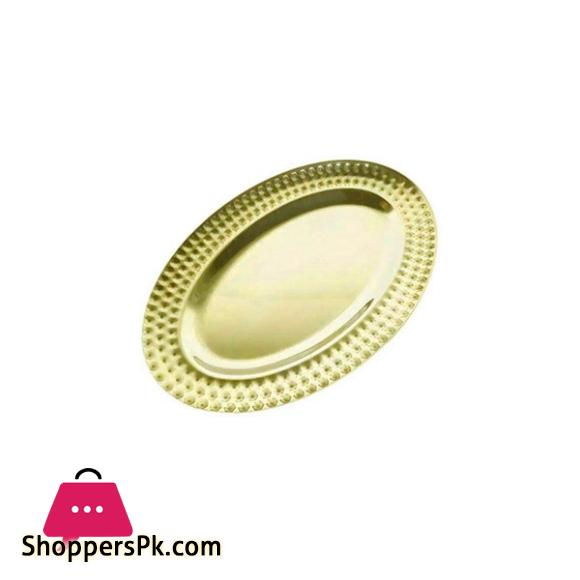 Fancy Oval Shaped Golden Serving Tray 30cm GST2000