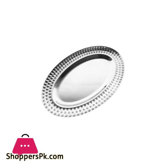 Fancy Oval Shaped Silver Serving Tray 41CM GST2006