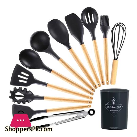 New 12Pcs Kitchen Spoons Set With Wooden Handle IE-52341