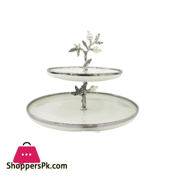 ORCHID 2 Tier Sweet/Candy Serving Dish Silver WB1160