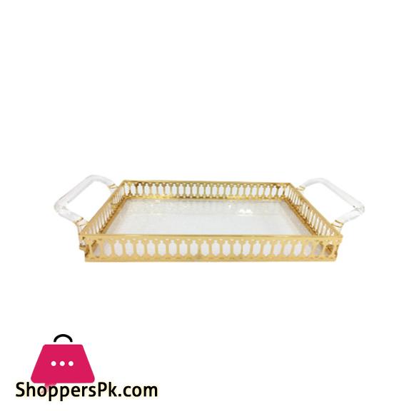 ORCHID Acrylic Serving Tray With Handles Gold 40cm x 29cm CD6740