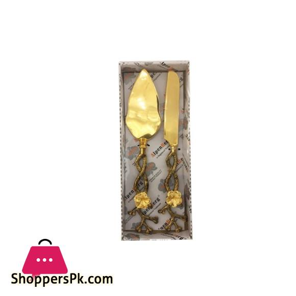 AlpenBerg Cake Lifter & Cake Knife Set Of 2PCS Gold CD6925