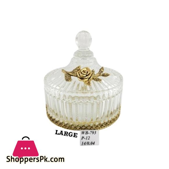 ORCHID Glass Candy Jar Large Gold WB793