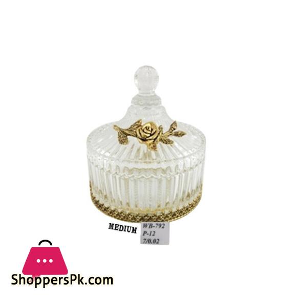 ORCHID Glass Candy Jar Medium Gold WB792