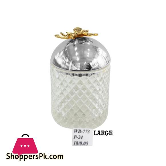 ORCHID Glass Jar Large Silver WB491
