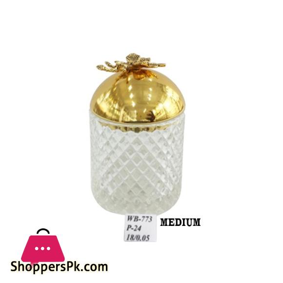 ORCHID Glass Jar Medium Gold WB772