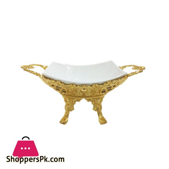 ORCHID Square Glass Salad Serving Bowl With Golden Metal Stand TA1771