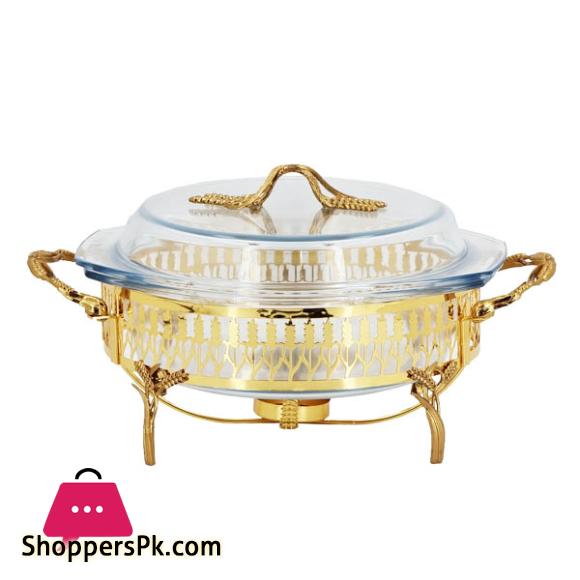 ORCHID Glass Serving Buffet Dish With Burner Gold CD6683