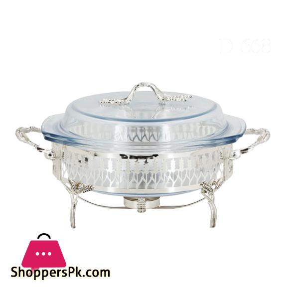 ORCHID Glass Serving Buffet Dish With Burner Silver CD6681