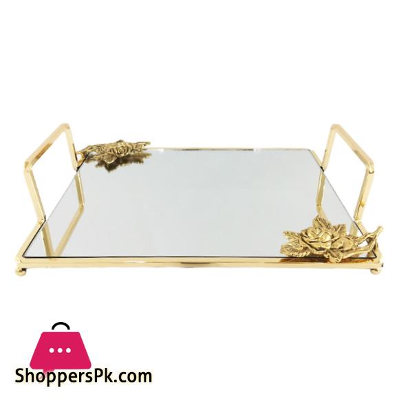 ORCHID Glass Serving Tray / Vanity Tray Gold WB798