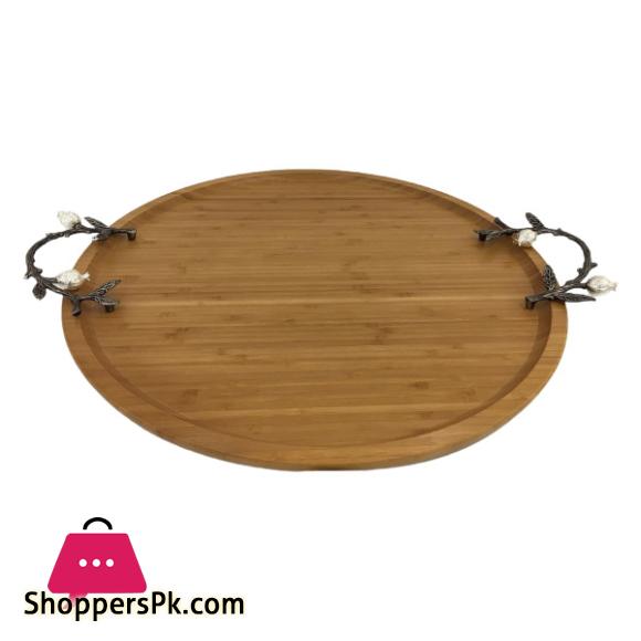 ORCHID Small Wooden Round Tray WB1063
