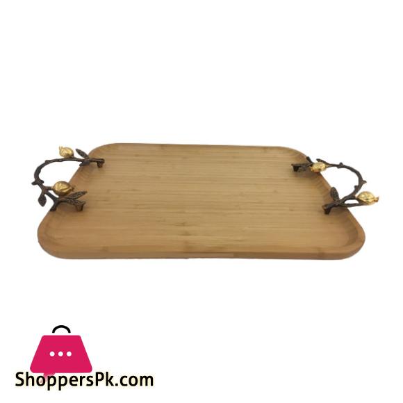 ORCHID Rectangular Wooden Tray With Handles Medium WB1052