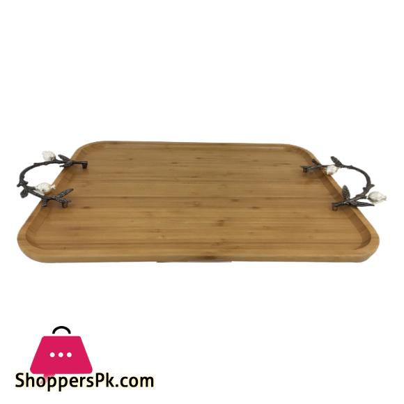 ORCHID Rectangular Wooden Tray With Handles Small WB1051