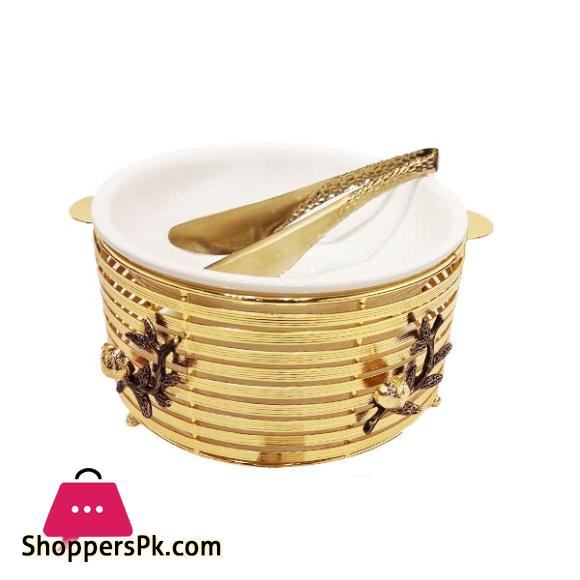 ORCHID Round Buffet Serving Bowl Stand With Tong Gold WB1204