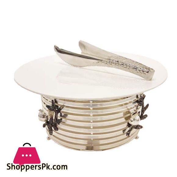 ORCHID Round Buffet Serving Dish Stand With Tong Silver WB1209