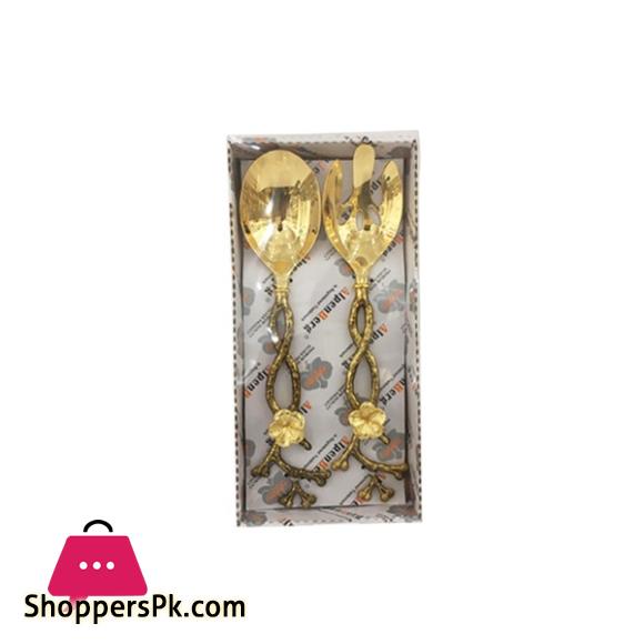 AlpenBerg Salad Serving Spoons Set Of 2PCS Gold CD6927