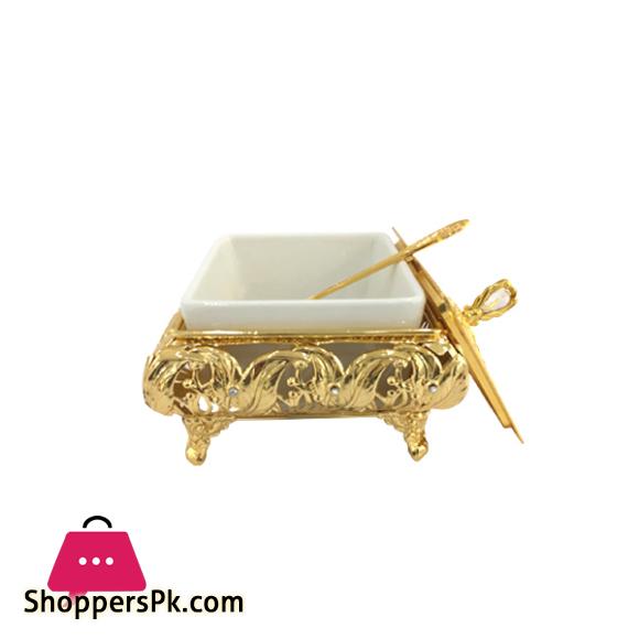 ORCHID Single Sugar Serving Pot With Lid & Spoon Gold TA2532