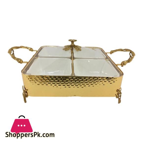 ORCHID Square Serving Dish Gold 4x1 Partition CD6617