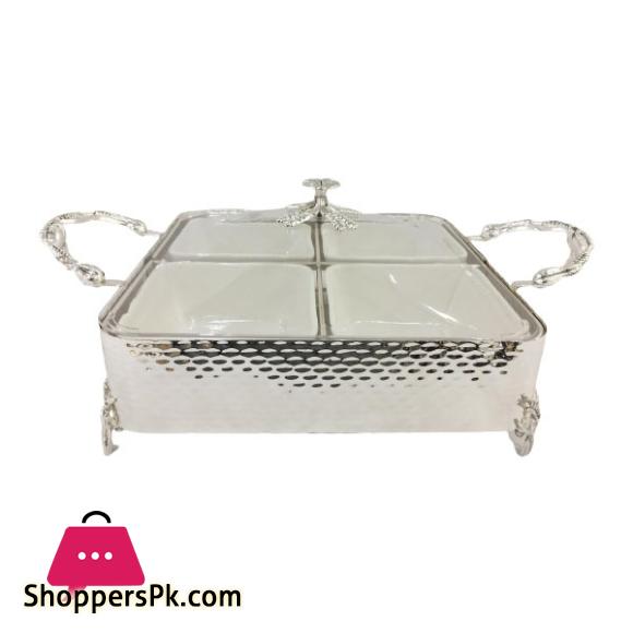 ORCHID Square Serving Dish Silver 4x1 Partition CD6615