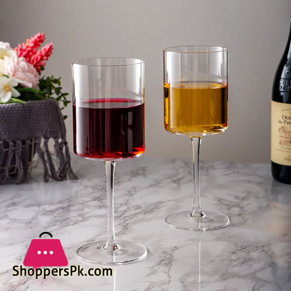 Square Wine Glasses Wine Glasses Hand Blown Edge Modern Flat Bottom Glass pack of 6 pcs
