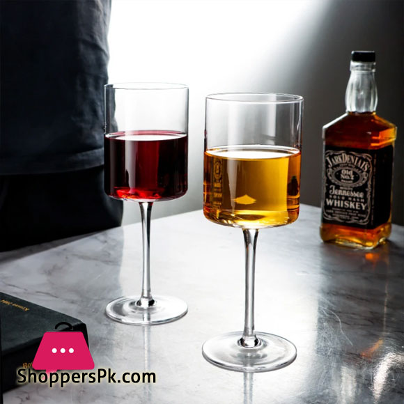 Square Wine Glasses Wine Glasses Hand Blown Edge Modern Flat Bottom Glass pack of 6 pcs