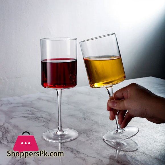 Square Wine Glasses Wine Glasses Hand Blown Edge Modern Flat Bottom Glass pack of 6 pcs