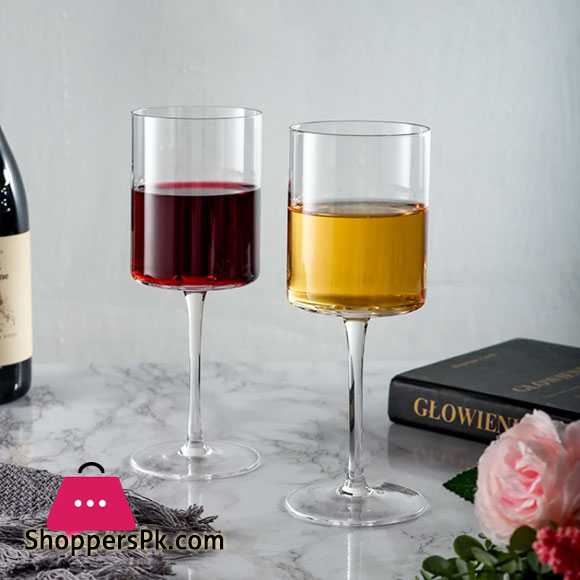 Square Wine Glasses Wine Glasses Hand Blown Edge Modern Flat Bottom Glass pack of 6 pcs