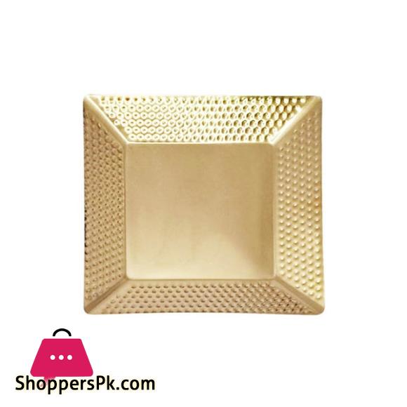 Stainless Steel Gold Hammered Square Decorative Tray 18cm GST2026