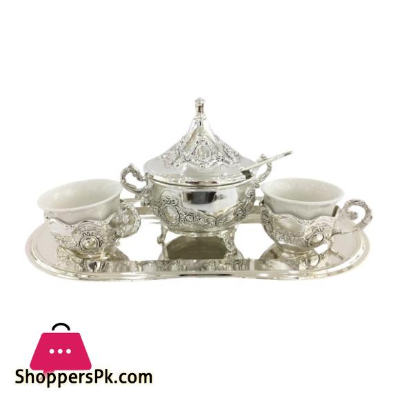 Tea Server With Sugar Pot Set For 2 Person With Holder & Tray