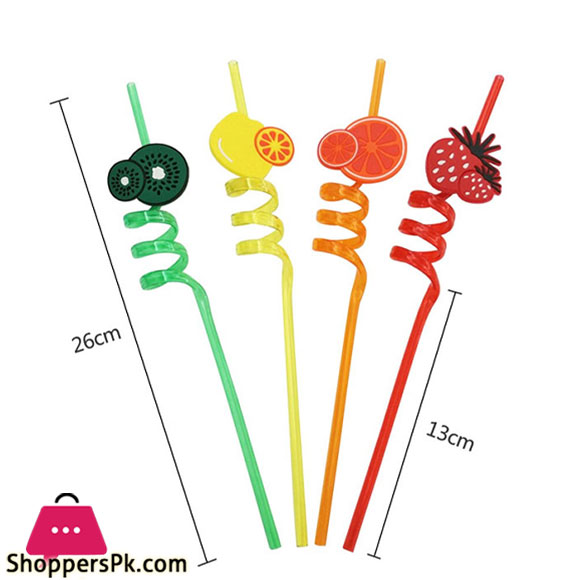 Elegant Curl Design Fruit Straw Multi Colour 3Pcs Set 40570
