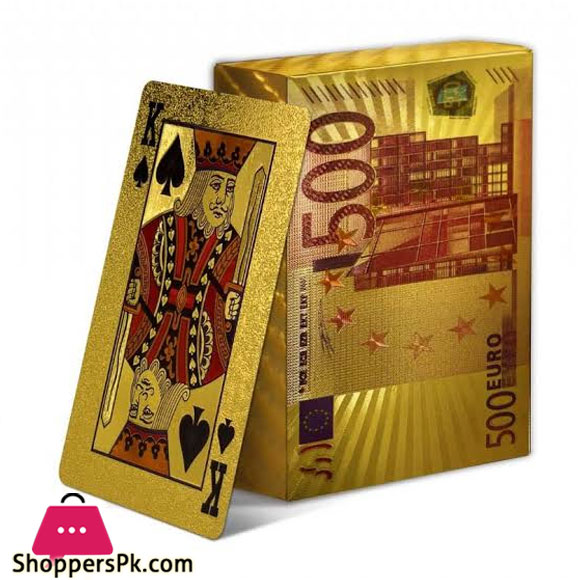 Gold Waterproof Plastic Poker Playing Card Pack 500 Euro Gold design