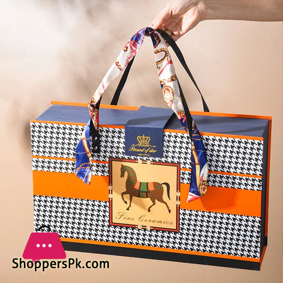 Horse Motif 6-Ceramic Bowl with 6-Spoon Gift Box