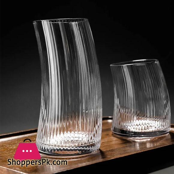 Moon Shape Crescent Strip Long Glasses Set Transparent 500 ml Set of 6